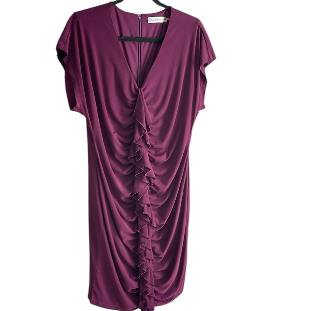 Elegant Purple Draped Dress~ Calvin Klein~sz 14~Beautiful! Photo measurements
